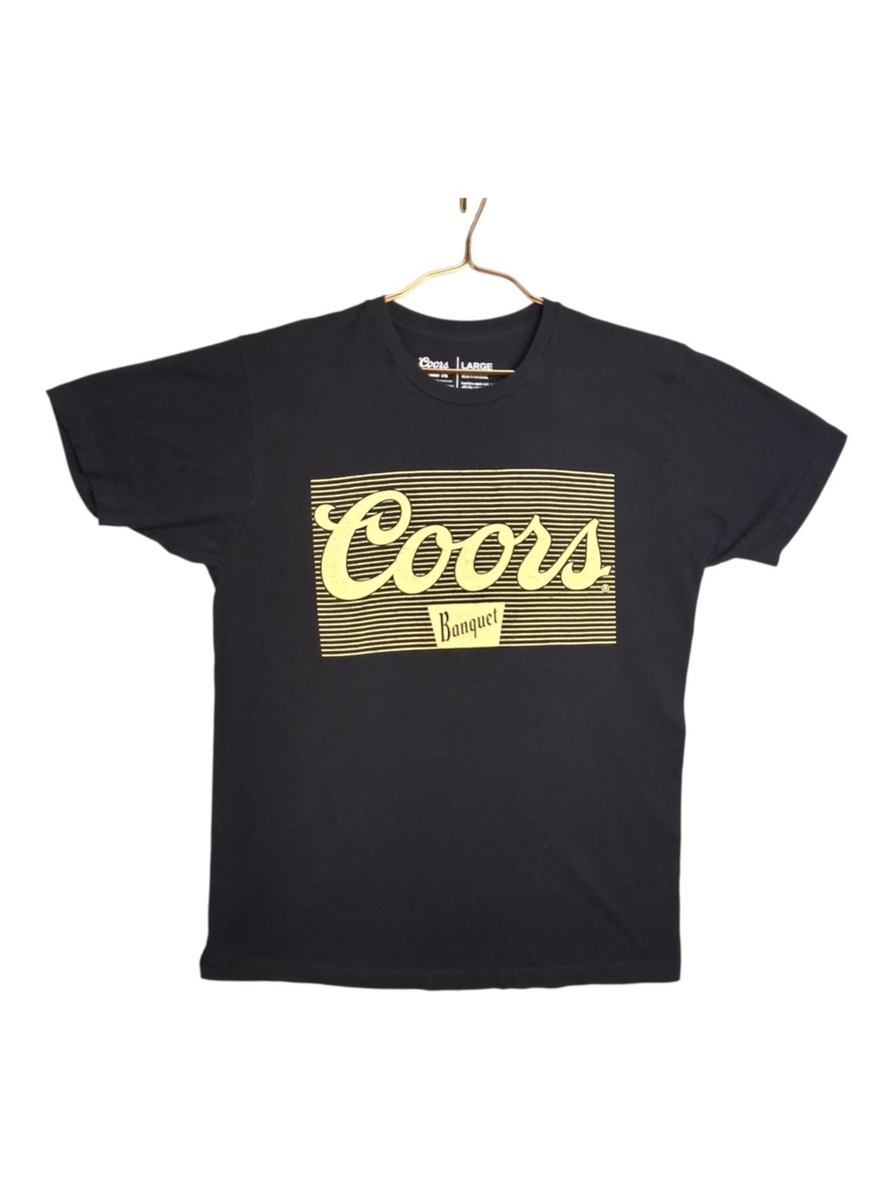 Coors Banquet Beer T Shirt Mens Large L Black Graphic Logo Short Sleeve Modern